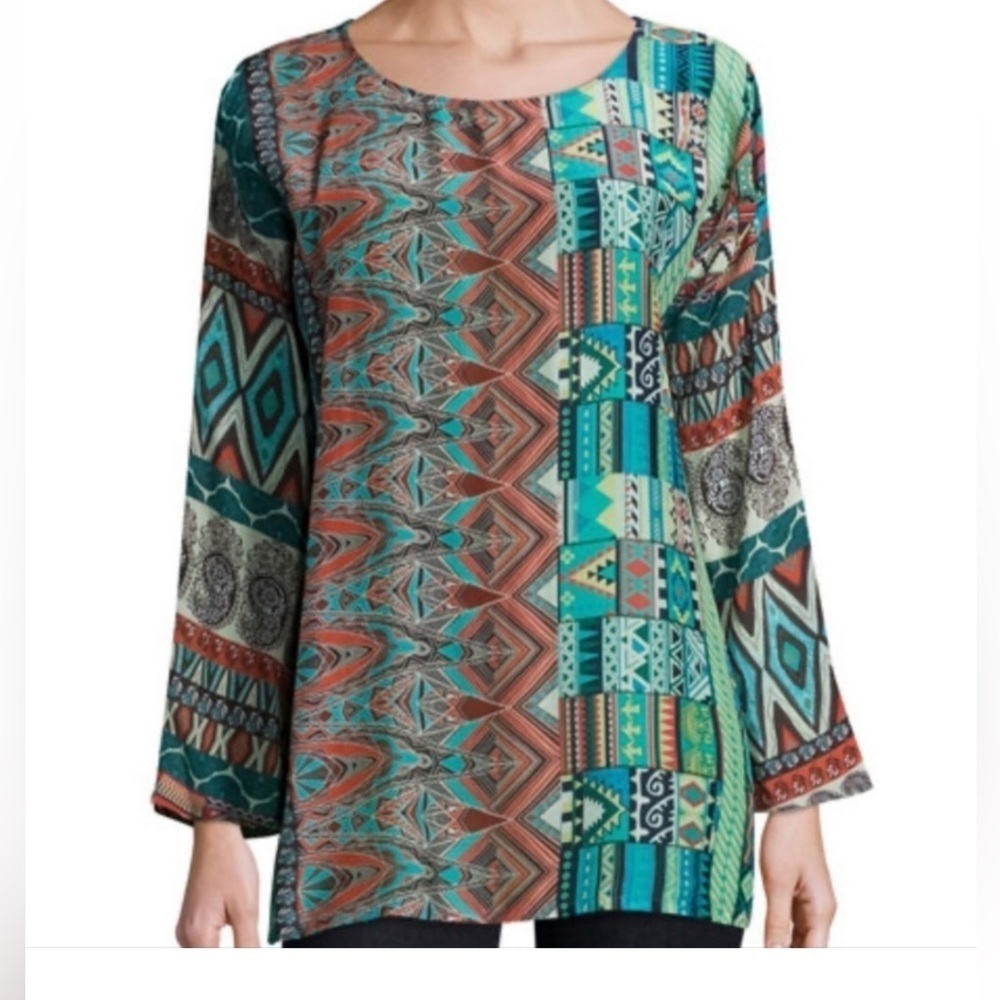 Johnny Was Glen geometric print blouse Size Small